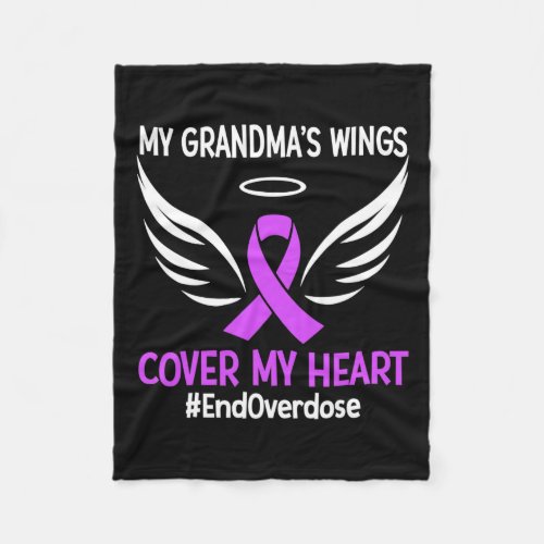 Overdose My Grandmas Wings Cover My Heart Purple  Fleece Blanket