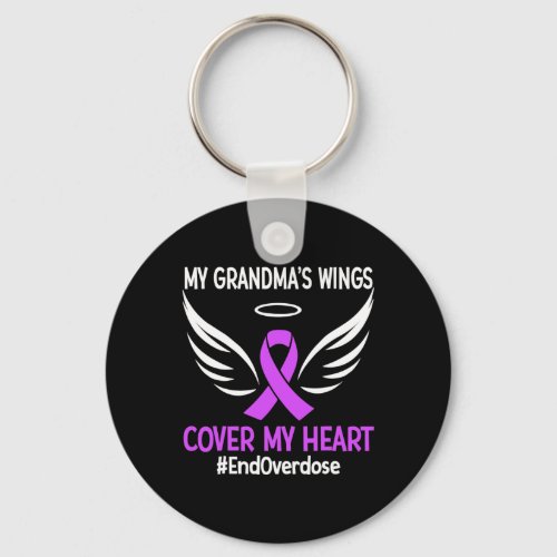 Overdose My Grandmas Wings Cover My Heart Purple  Keychain