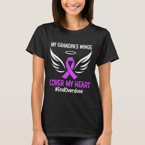 Overdose My Grandpas Wings Cover My Heart Purple  T_Shirt