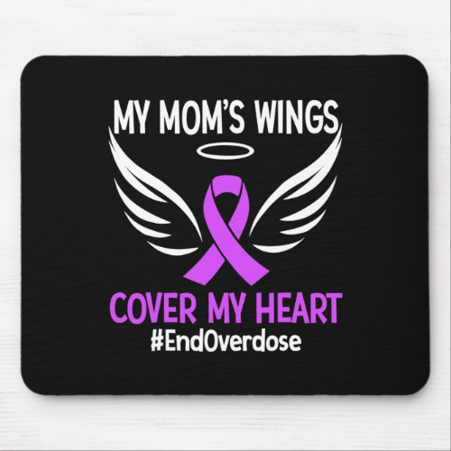 Overdose My Moms Wings Cover My Heart Purple Ribb Mouse Pad