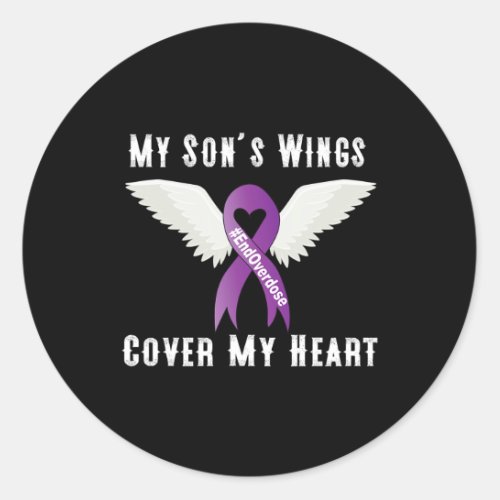 Overdose My Sons Wings Cover My Heart 1  Classic Round Sticker