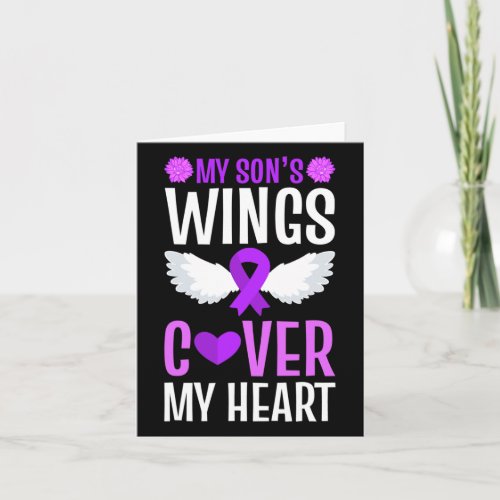 Overdose My Sons Wings Cover My Heart Purple Ribb Card