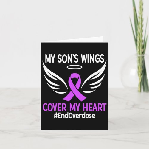 Overdose My Sons Wings Cover My Heart Purple Ribb Card