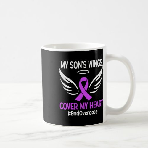 Overdose My Sons Wings Cover My Heart Purple Ribb Coffee Mug
