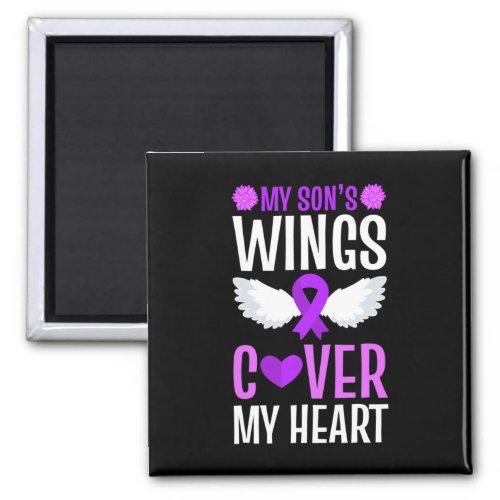 Overdose My Sons Wings Cover My Heart Purple Ribb Magnet