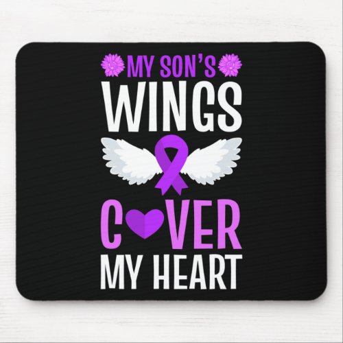 Overdose My Sons Wings Cover My Heart Purple Ribb Mouse Pad