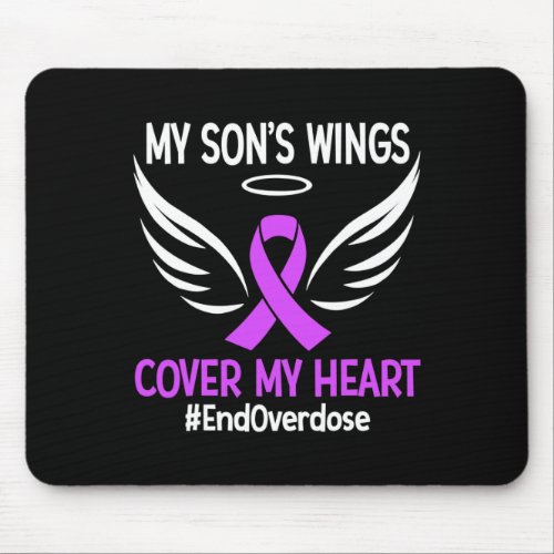 Overdose My Sons Wings Cover My Heart Purple Ribb Mouse Pad
