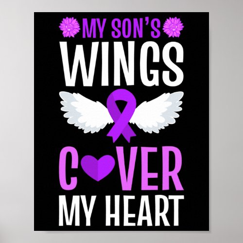Overdose My Sons Wings Cover My Heart Purple Ribb Poster