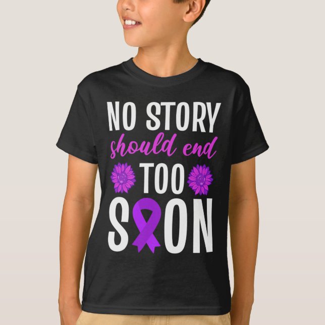 Overdose No Story Should End Too Soon Purple Ribbo T-Shirt (Front)
