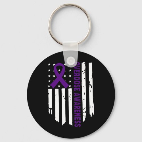 Overdose Pruple Ribbon Opioid Overdose Awareness  Keychain