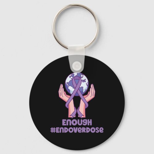 Overdose Purple Ribbon Opioid Overdose Awareness  Keychain