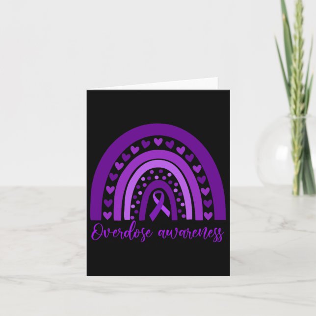 Overdose Rainbow Drug Addiction Recovery Purple Ri Card (Front)