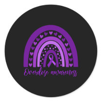 Overdose Rainbow Drug Addiction Recovery Purple Ri Classic Round Sticker