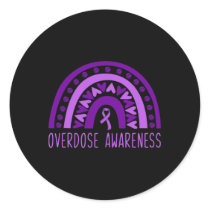 Overdose Rainbow Drug Addiction Recovery Purple Ri Classic Round Sticker