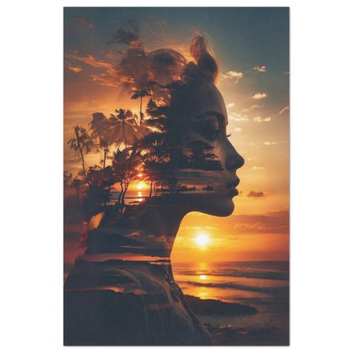 Overexposed Woman Sunset Decoupage  Tissue Paper