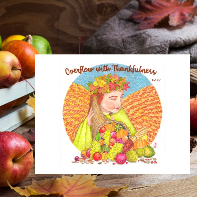 Overflow with Thankfulness Inspirational Postcard (Creator Uploaded)
