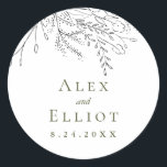 Overflowing Bouquet Wedding  Classic Round Sticker<br><div class="desc">Add a beautiful,  consistent touch throughout your wedding with a classic round sticker to adhere to favors,  mailings,  etc. Featuring a hand drawn overflowing floral bouquet paired with chic,  natural green typography. The contrast of black floral and green type adds an extra edge of glamour.</div>