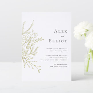 Overflowing Bouquet Wedding Letterpress Invitation