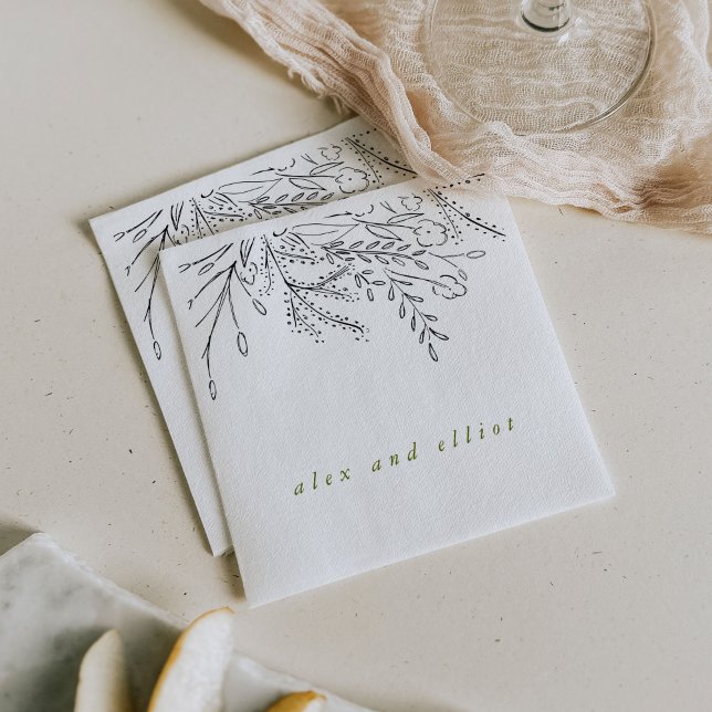 Overflowing Bouquet Wedding Napkins (Overflowing bouquet wedding paper napkins.)