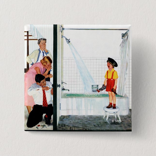 Overflowing Tub Pinback Button (Front)