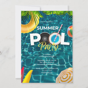 Overhead Pool Party Birthday Invitation