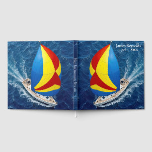 Overhead View Of a Sailboat for Memorial Service Guest Book