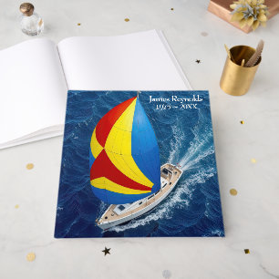 Overhead View Of a Sailboat for Memorial Service Guest Book