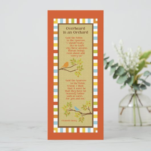 Overheard in an Orchard (Robin & Sparrow) Bookmark (Standing Front)