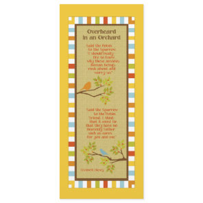 Overheard in an Orchard (Robin & Sparrow) Bookmark Invitation