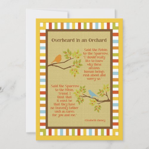 "Overheard in an Orchard" (Robin &amp; Sparrow) Poem Personalized Announcem...
