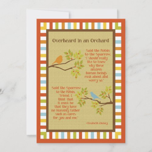 "Overheard in an Orchard" (Robin &amp; Sparrow) Poem Custom Announcements
