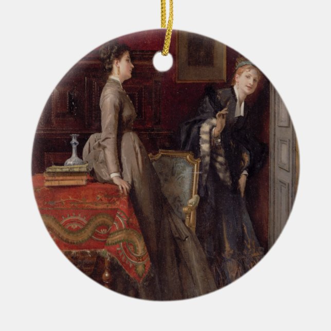 Overheard (oil on panel) ceramic ornament (Front)