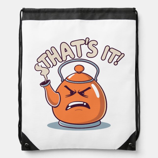 Overheated - Funny Whistling Kettle Drawstring Bag (Front)