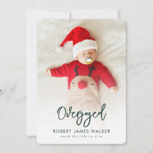 Overjoyed Christmas Baby Photo Birth Announcement