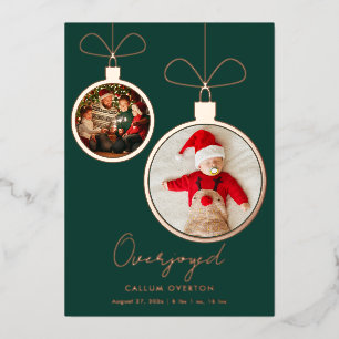 Overjoyed Christmas Baby Photo Foil Holiday Card