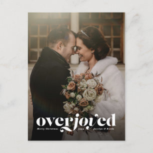 Overjoyed Christmas wedding announcement postcard