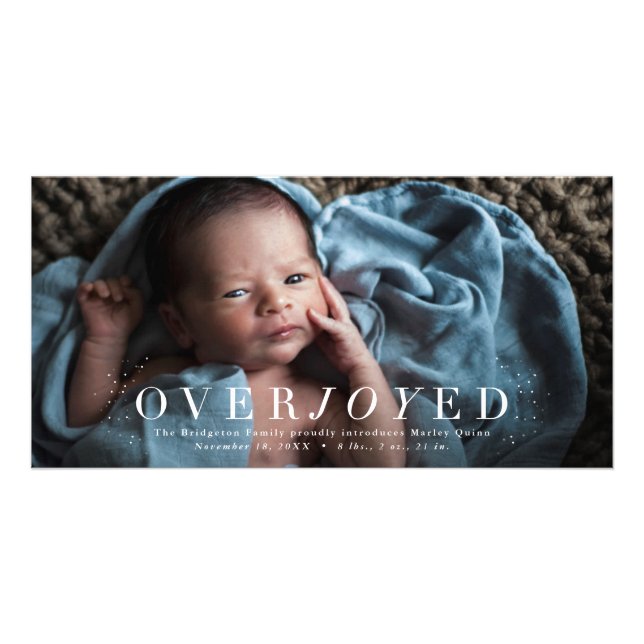 Overjoyed holiday photo birth announcement (Front)