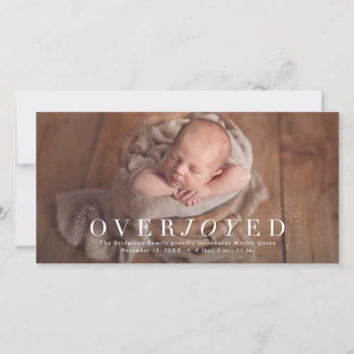 Overjoyed holiday photo birth announcement