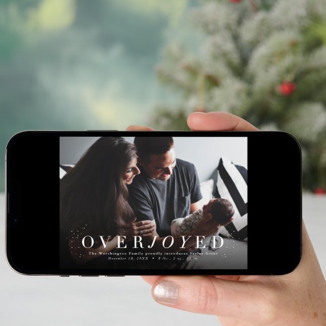 Overjoyed holiday photo birth announcement (Front Digital)