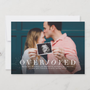 Overjoyed holiday photo pregnancy announcement