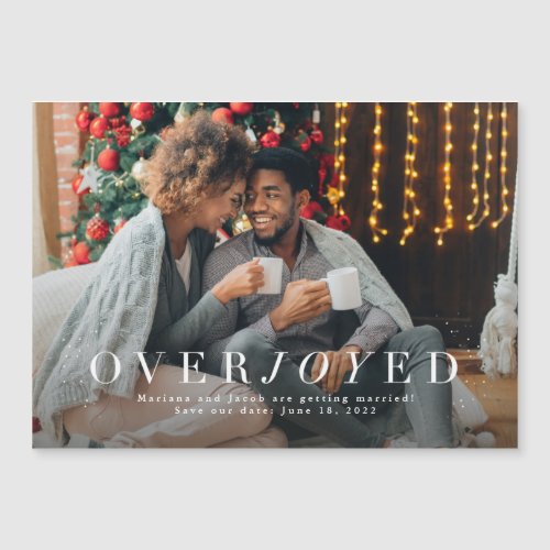 Overjoyed holiday photo save the date magnet