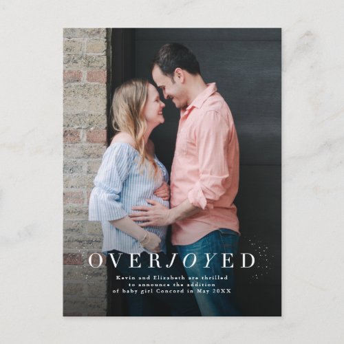 Overjoyed holiday pregnancy announcement postcard