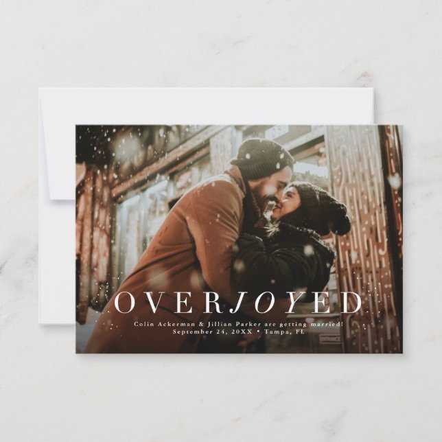 Overjoyed holiday save the date photo card (Front)