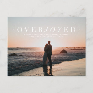 Overjoyed holiday save the date photo postcard