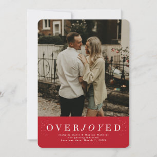 Overjoyed red vertical holiday save the date