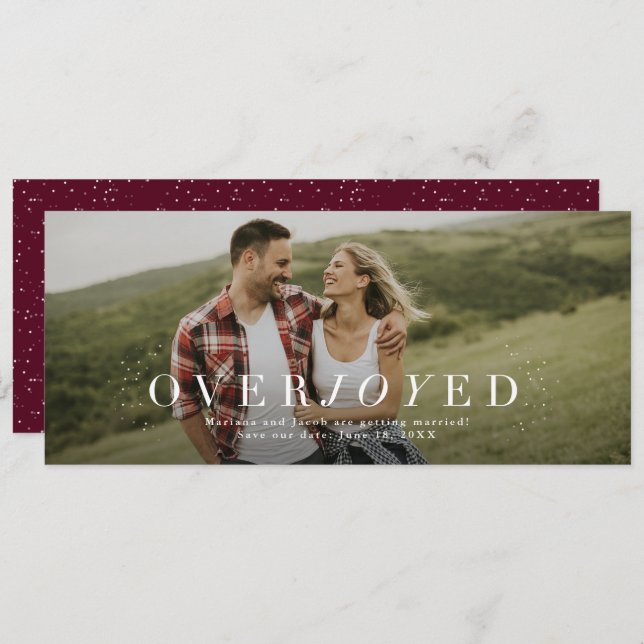 Overjoyed save the date engagement photo (Front/Back)