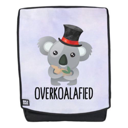 Overkoalafied Pun Cute Koala in Top Hat Backpack