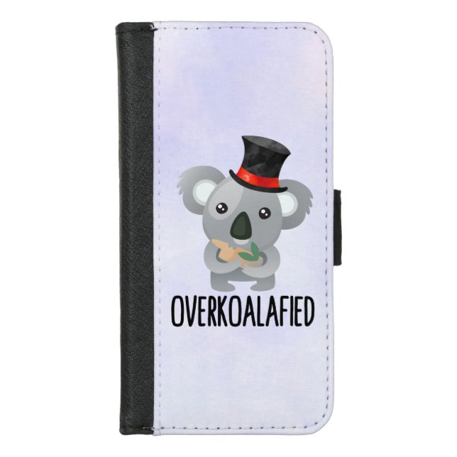 Overkoalafied Pun Cute Koala in Top Hat iPhone Wallet Case (Front)