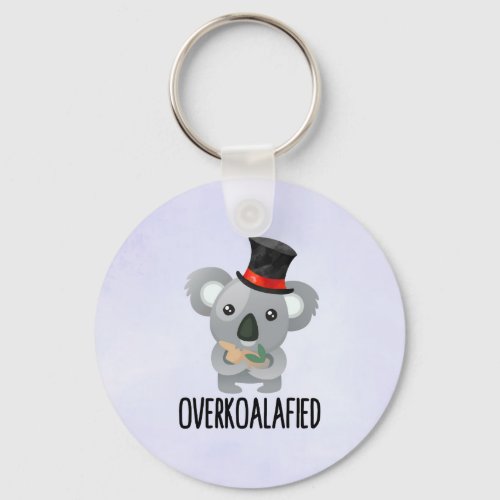 Overkoalafied Pun Cute Koala in Top Hat Keychain