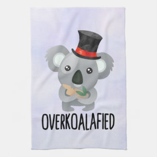 Overkoalafied Pun Cute Koala in Top Hat Kitchen Towel